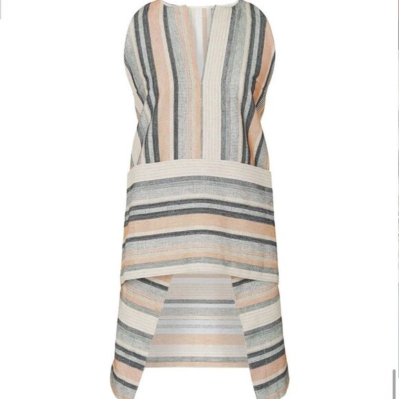 ROSETTA GETTY Striped White, Grey, Orange, Apron Halter Women's Top Size 10 - Picture 4 of 12